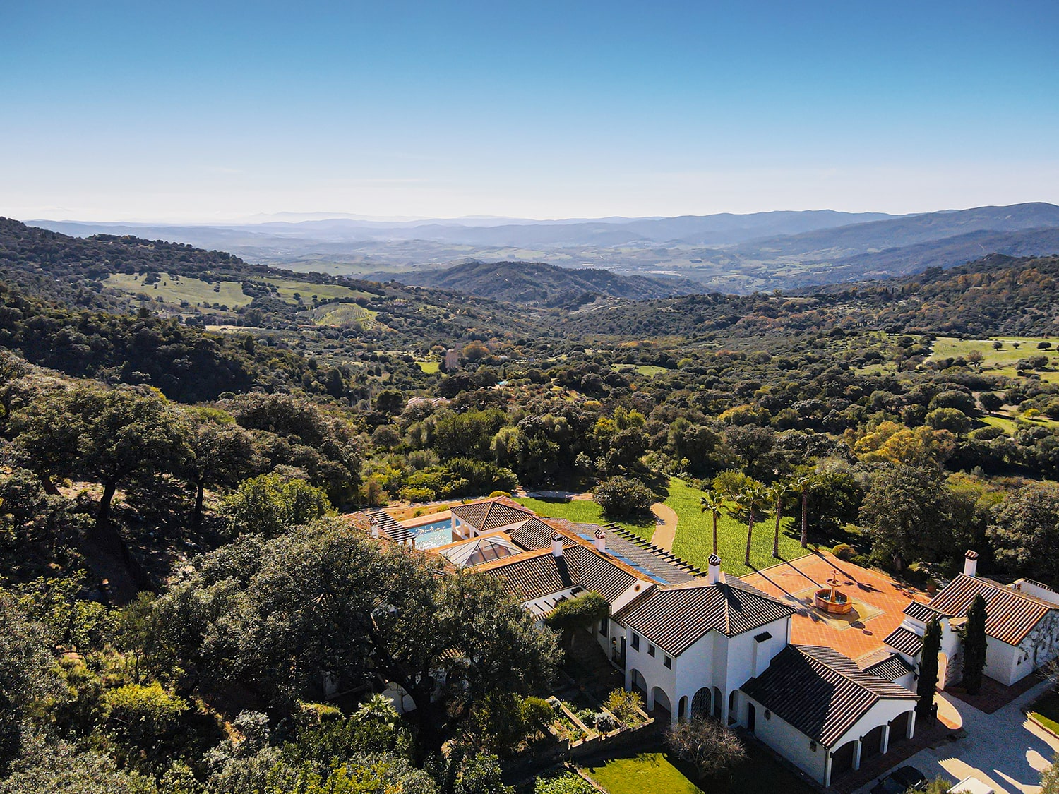 arial view luxury villa gaucin spain